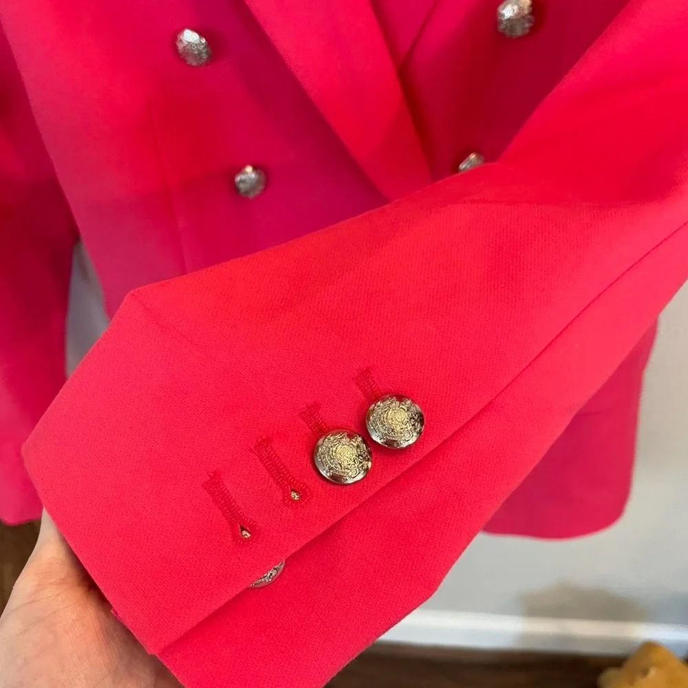 WHBM Double-Breasted Pink Blazer - Picture 4 of 7